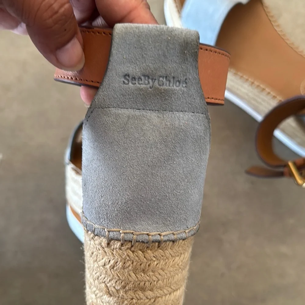 See By Chloe Gray and Tan Espadrille Sandals PreOwned - Picture 2 of 6